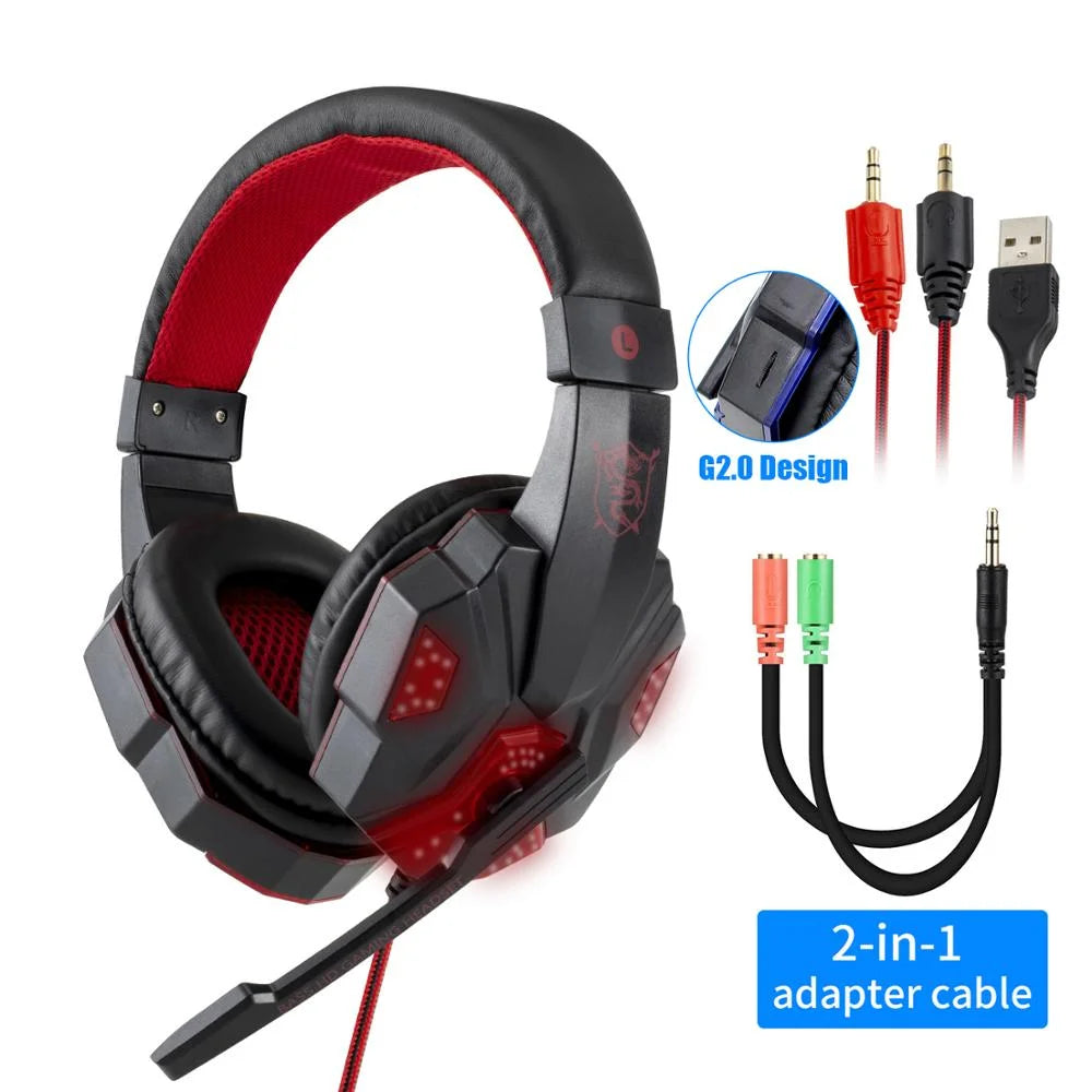 New Professional Wired Gaming Headphones With Microphone Led Light For Computer PS4 PS5 Xbox Bass Stereo PC Gaming Headset Gifts