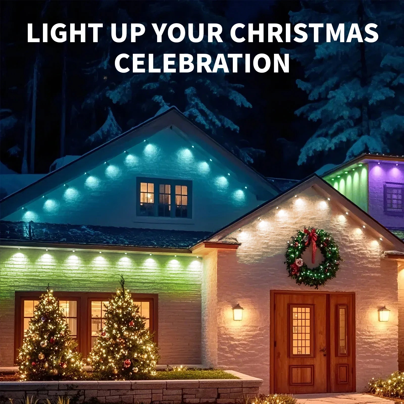 Permanent Eaves LED Smart Outdoor RGB Blueto LED Light for House with Remote Full House Eaves Light Party Christmas Holiday Deco