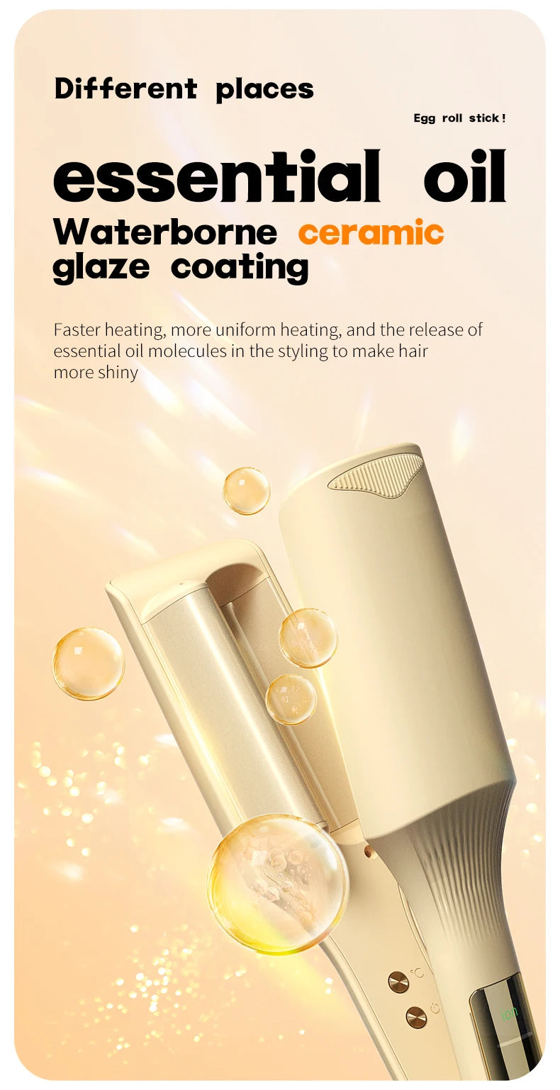 32mm Hair Wave Curling Iron Professional French Egg Roll Hair Curler Corrugated Wavy Styler Fast Heating Volumizing Styling Tool