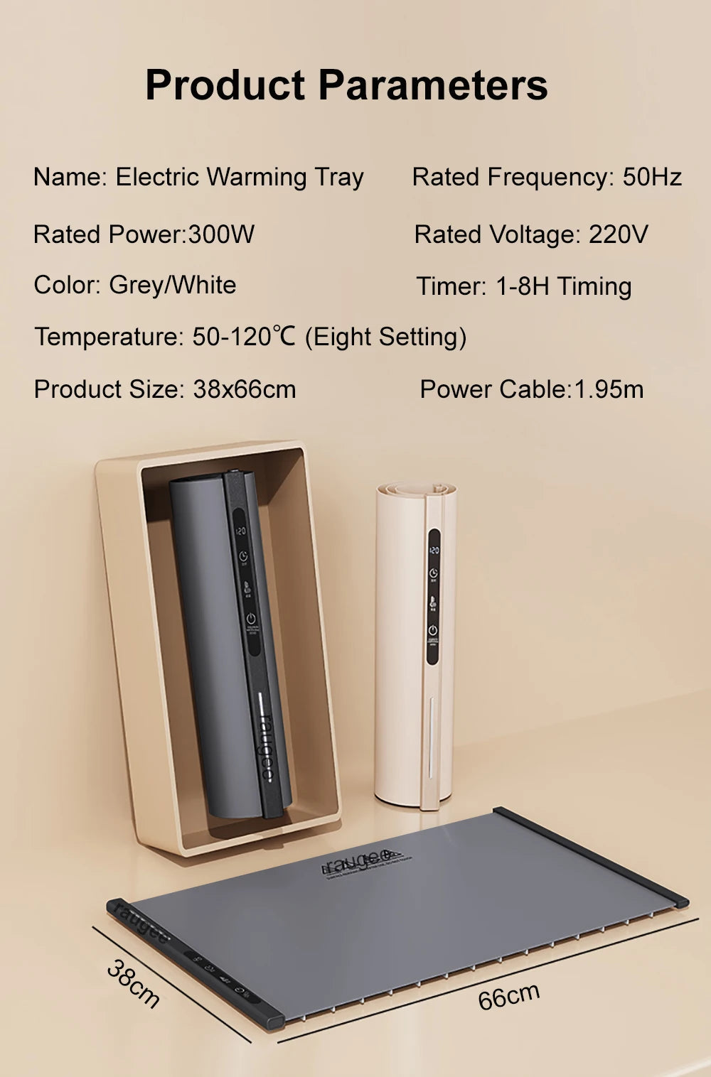 Electric Warming Tray Food Warmer Foldable Food Warming Mat Silicone Electric Food Plate Warmer with 8 Adjustable Temperature