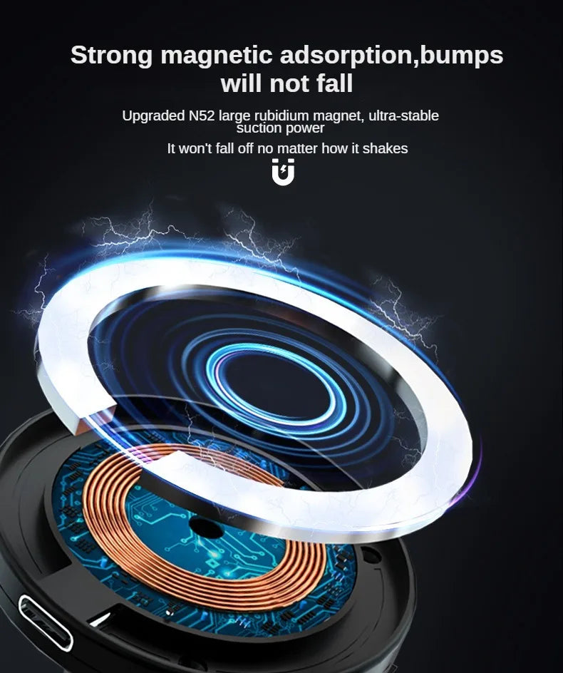 Magnetic Car Mount Strong Magnet 15W Wireless Charging Phone Holder Fast Car Charger for iPhone 12 13 14 15 Smartphone Stand