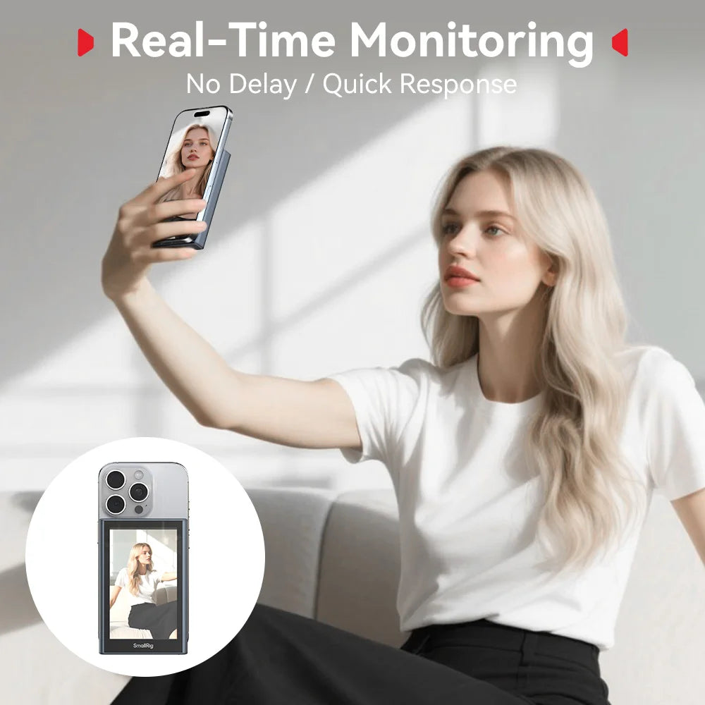SmallRig Phone Monitor Screen with Wireless Control, Video Monitor w Cold Shoe Real-Time Screen Sharing for iPhone 17for MagSafe