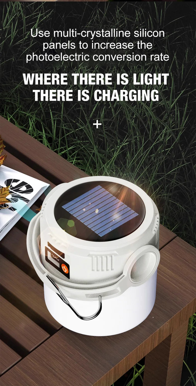 Solar LED outdoor camping lamp portable lamp configuration hook supports TYPE-C charging.