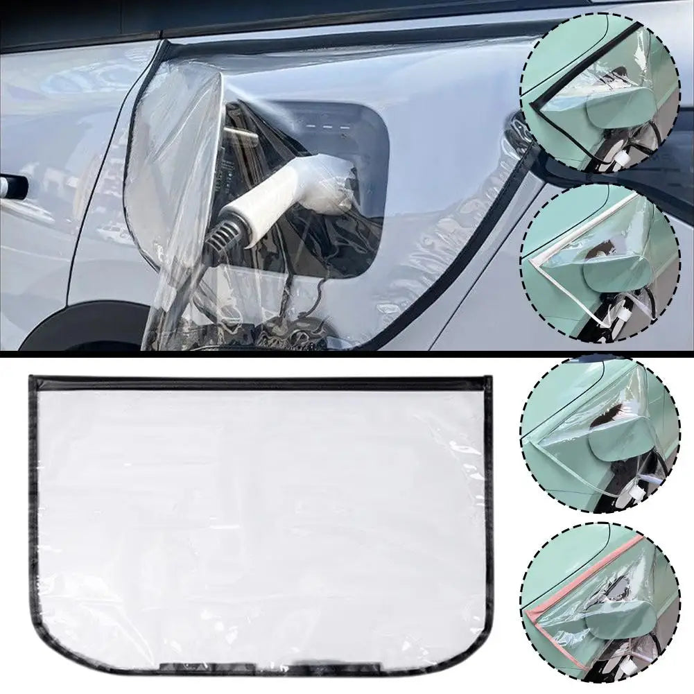 EV Charger Plug Rain Cover Magnet Transparent Charging Port Waterproof Protective Cover  Car Charging Accessories