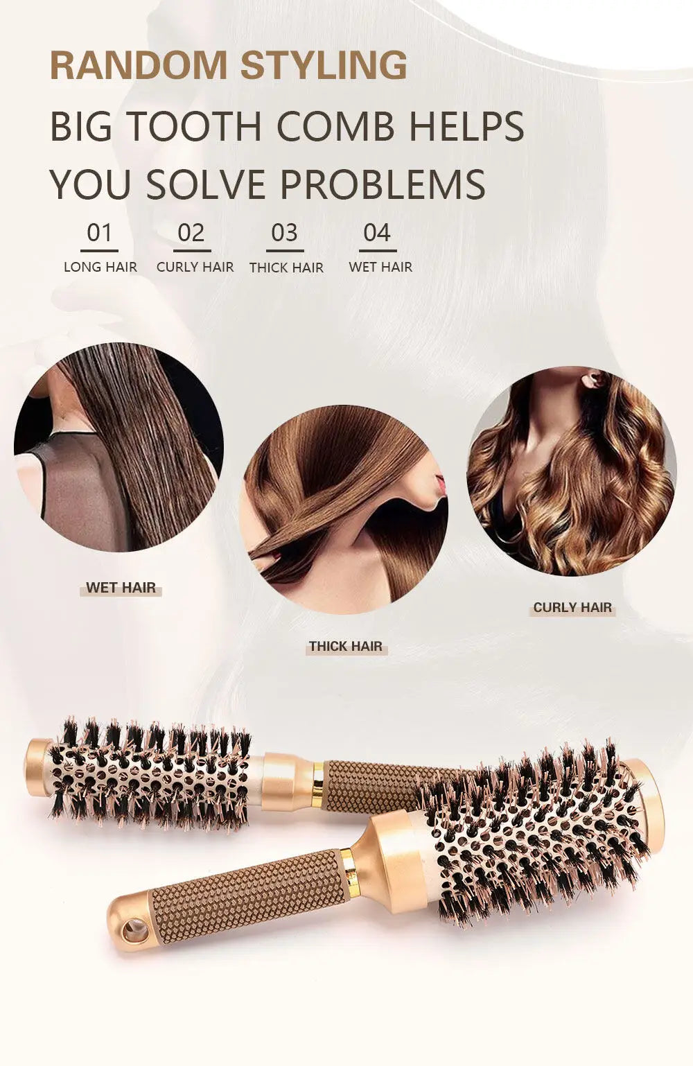 Pro Salon Hairdressing Comb Women's Curling Hairbrush Cylindrical Hairdresser Brushes Barbershop Styling Tool Accessories Tools