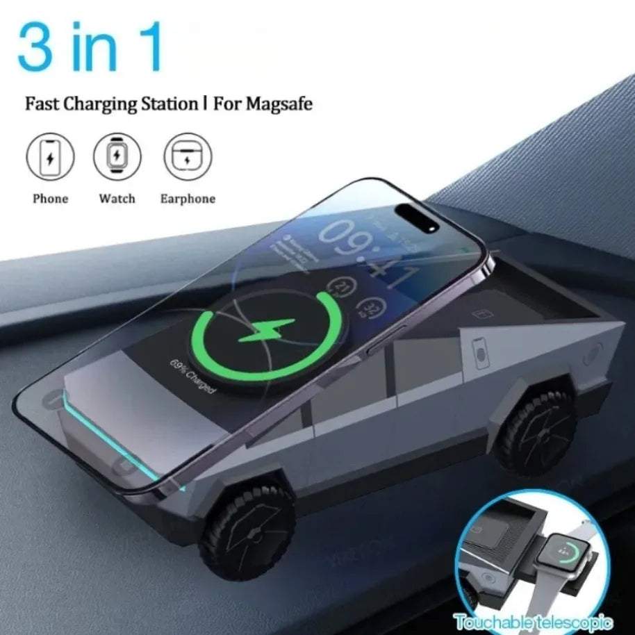 Magnetic Wireless Charging 15W 3-in-1 Charging Station with Ambient Light for IPhone 16 15 14 13 12 Pro Max  AirPods IWatch