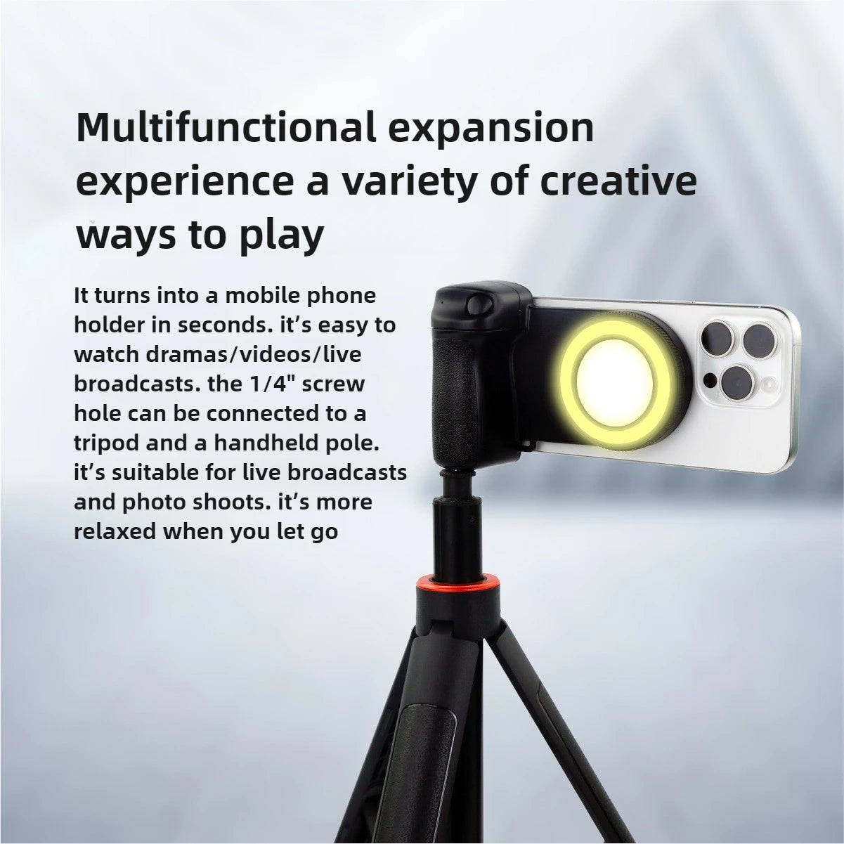 2025 Smartphone Camera Shutter Grip Bluetooth Selfie Handle Camera Photo Stabilizer with Fill Light for Iphone Android MagSafe