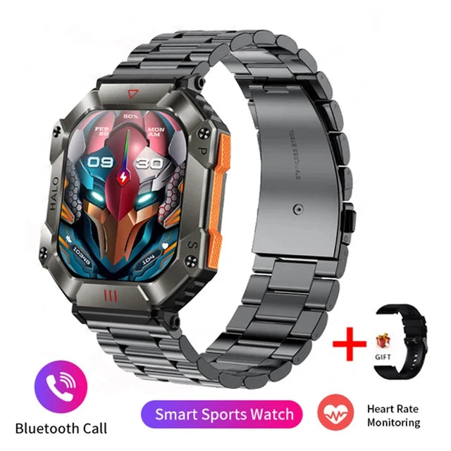 GEJIAN GPS Military Smart Watch Men For Android IOS Ftiness Watches Ip68 Waterproof 2.0'AI Voice Bluetooth Call Smart Watch