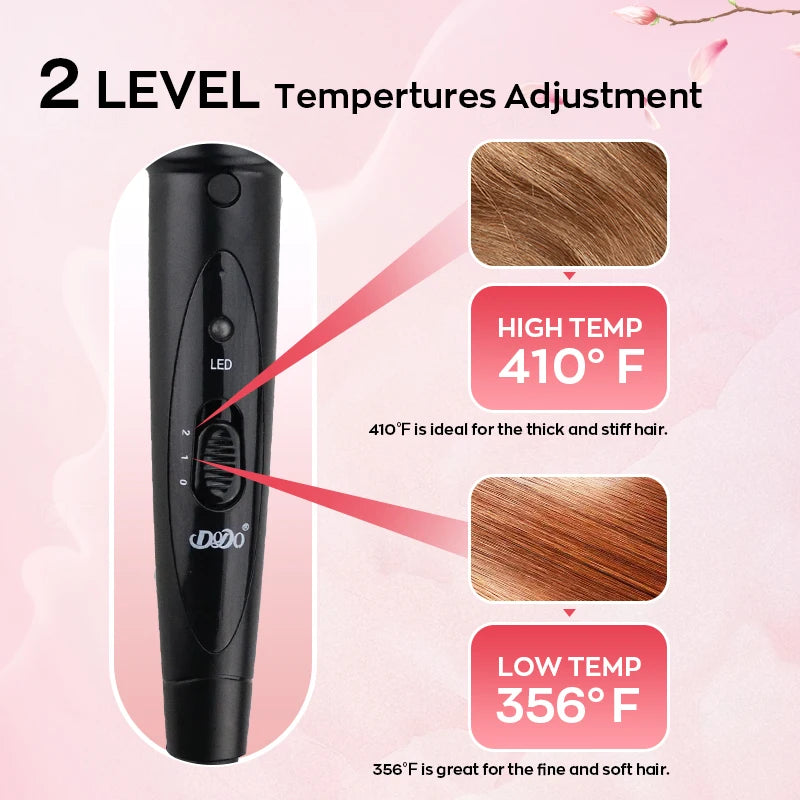 Interchangeable Curling Wand Set with Adjustable Temperature & PTC Heater Professional Hair Curling Iron for Salon Home Travel