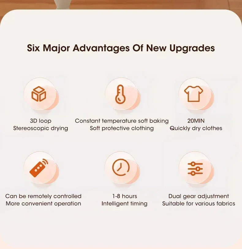 Mini Portable Dryer Foldable Electric Dryer Intelligent Timed Fast Drying Household Cabinet with Drying Bag Compact Travel Style