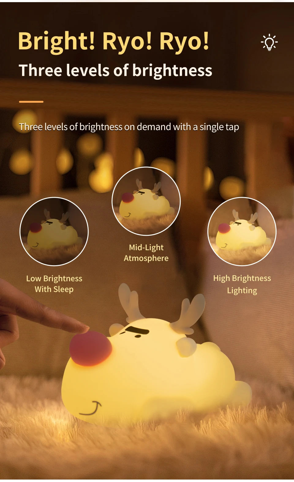 Mushroom Night Light LED Rechargeable USB Table Lamp Desk Room Decoration Baby Nursery Kids Birthday Gift Animal Pumpkin Lantern