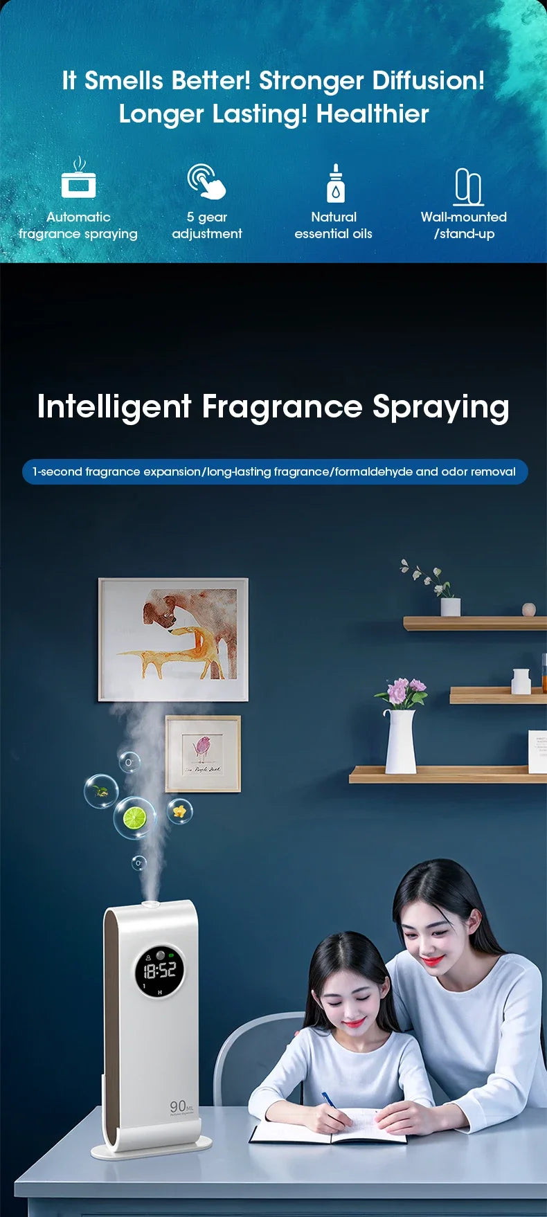 Essential Oil Diffuser Smart Mini USB Charging Ultrasonic Aromatherapy Automatic Atomization Air Purifier for Home Office