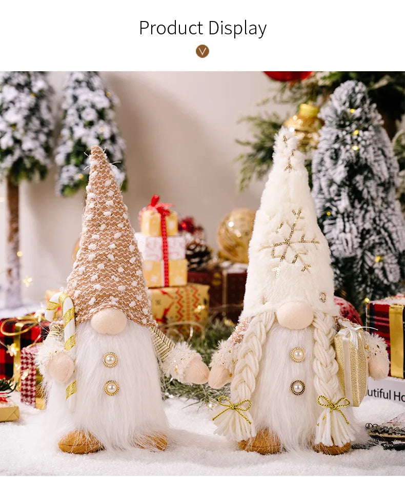2025 Christmas Gift Gnome Doll Couple Led Night Light Sledge Elf Ski Home Xmas Decoration for 2026 New Year Valentine Gift