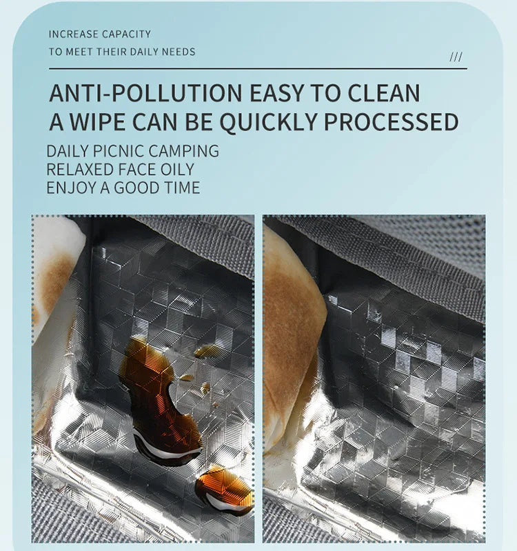 Multifunctional Insulated Picnic Bag Reusable Colorful  large capacity lunch bag with double pockets, portable lunch bag