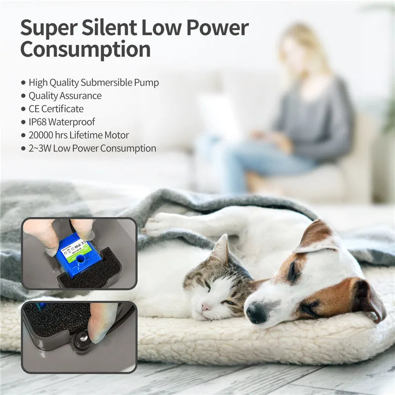 2L Automatic Cats and Dogs Water Fountain with LED Lighting USB Pet Water Dispenser with Recirculate Filtring for Pet Feeder