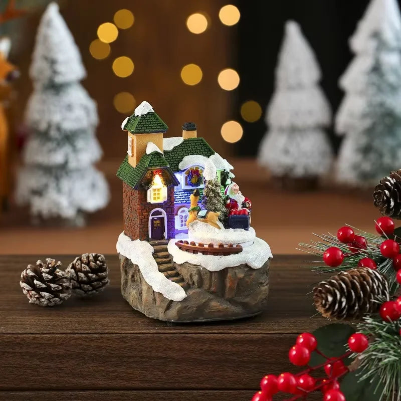 Christmas Music Train LED Music Box Christmas Tree Gingerbread Man Music Box Night Light Xmas New Year Decor Ornament Gifts