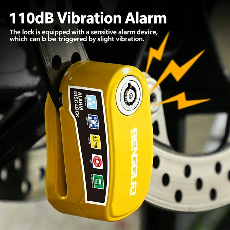 Scooter Motorcycle Burglar Alarm Lock Waterproof Bicycle Alarm 110db Warning Security Lock Moto Disc Brake Padlock Accessories