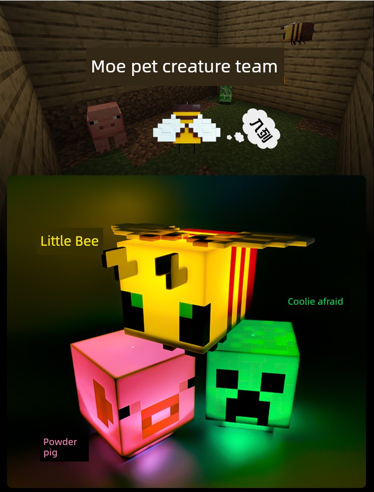 My World Torch Lamp Hand-Made Model MC Surrounding the Game Fox Salamander Ore Lamp Toy Small Night Lamp Ornaments