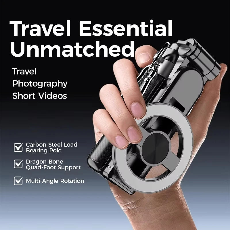 4-in-1 Multifunctional Magnetic mini Selfie Stick with 360° Rotation Wireless Bluetooth Control Magnetic Phone Holder