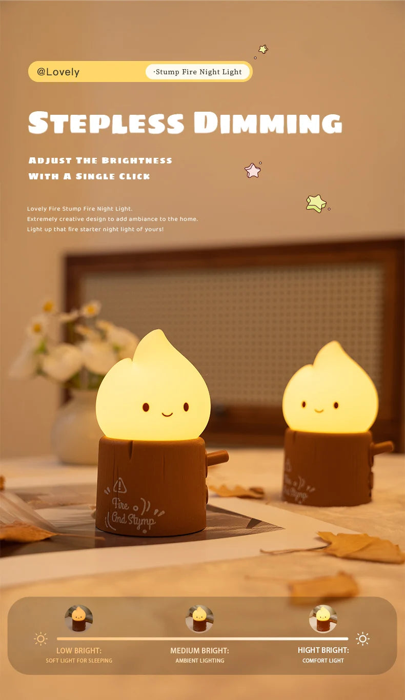 Flameless Candles Night Light Cute Sleeping Nightlights Dimmable 2 Lighting Modes Bedside Lamp For Kid Bedroom