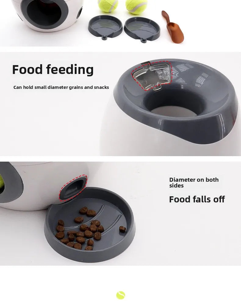 2 in 1 Dog Pet Interactive Toy Tennis Ball Launcher Automatic Throwing Training Reward Machine Fun Feeding Machine Pet Supplies