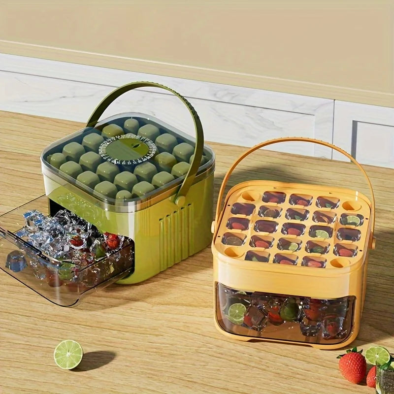 50 Grid Handheld Press Type Ice Cube Mold (no Power Required) Double-layer Design, Essential Kitchen Tool for Refrigerators
