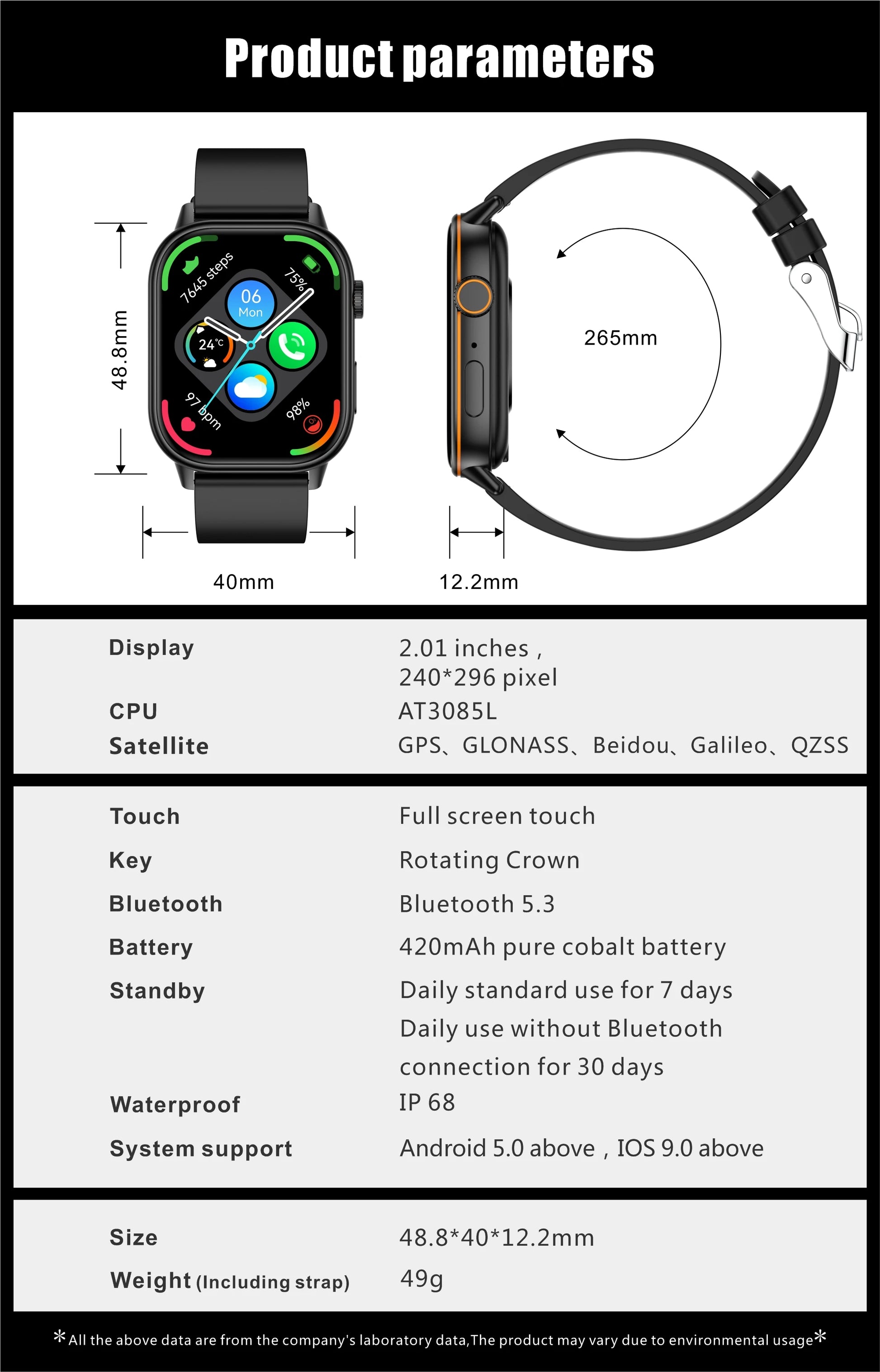 New smart watch for men and women HD AMOLED screen Heart Rate Bluetooth Call GPS tracking IP67 waterproof sports smart watch