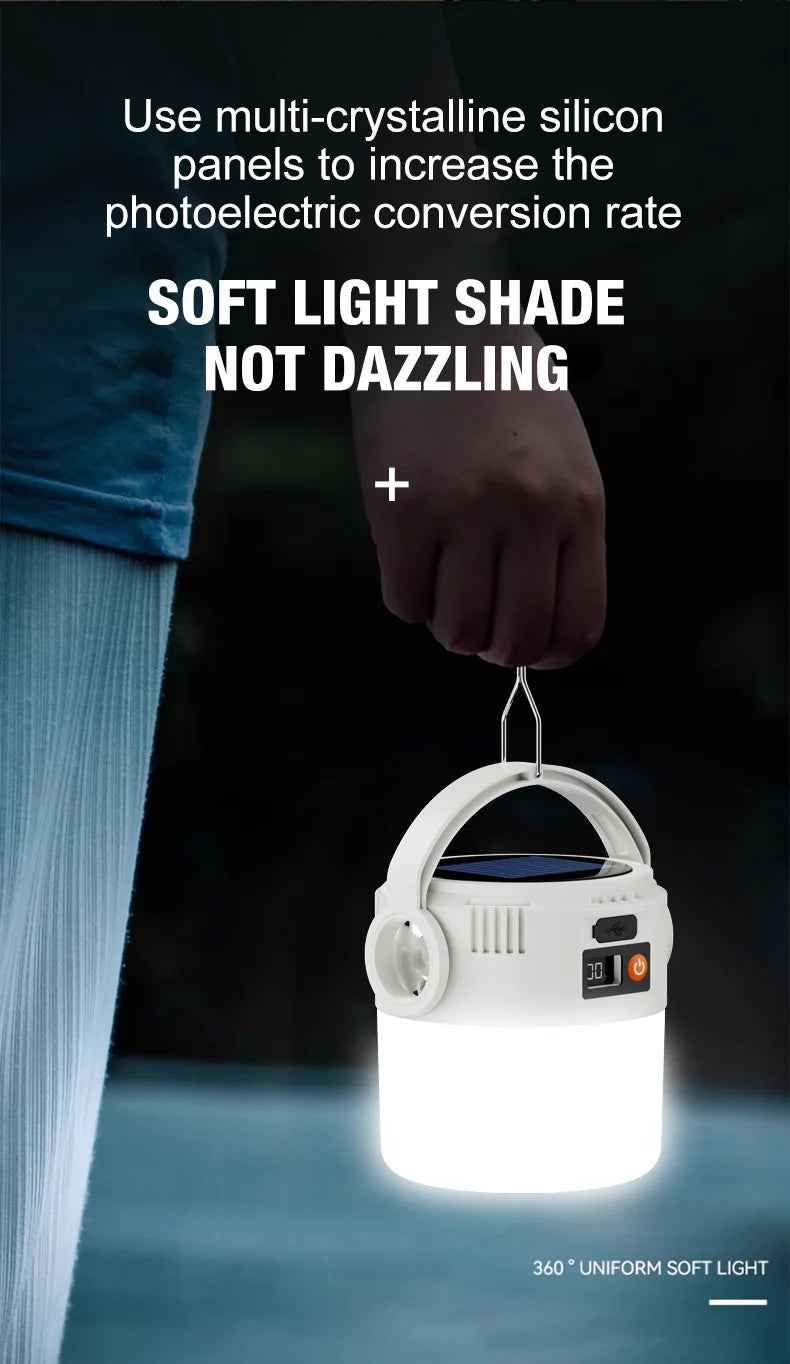 Solar LED outdoor camping lamp portable lamp configuration hook supports TYPE-C charging.