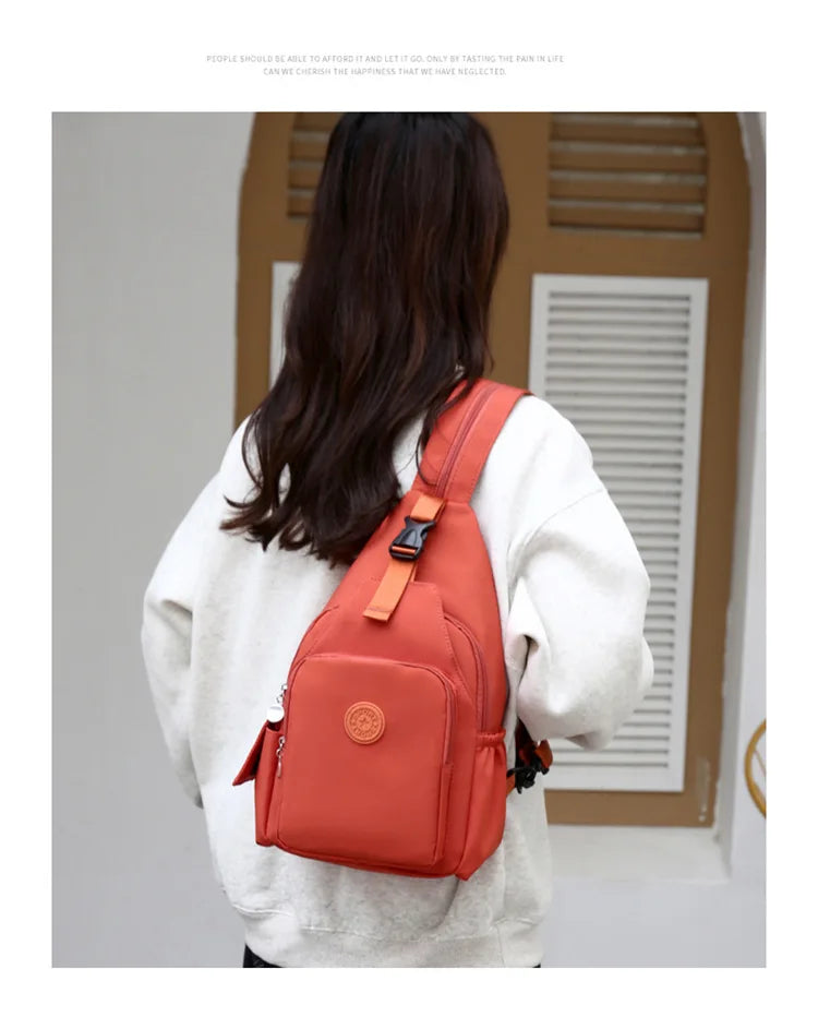 Korean Version of Nylon Fabric Fashion Trend Simple Casual Women Chest Bag with Large Capacity Multi-Functional Backpack 핸드백