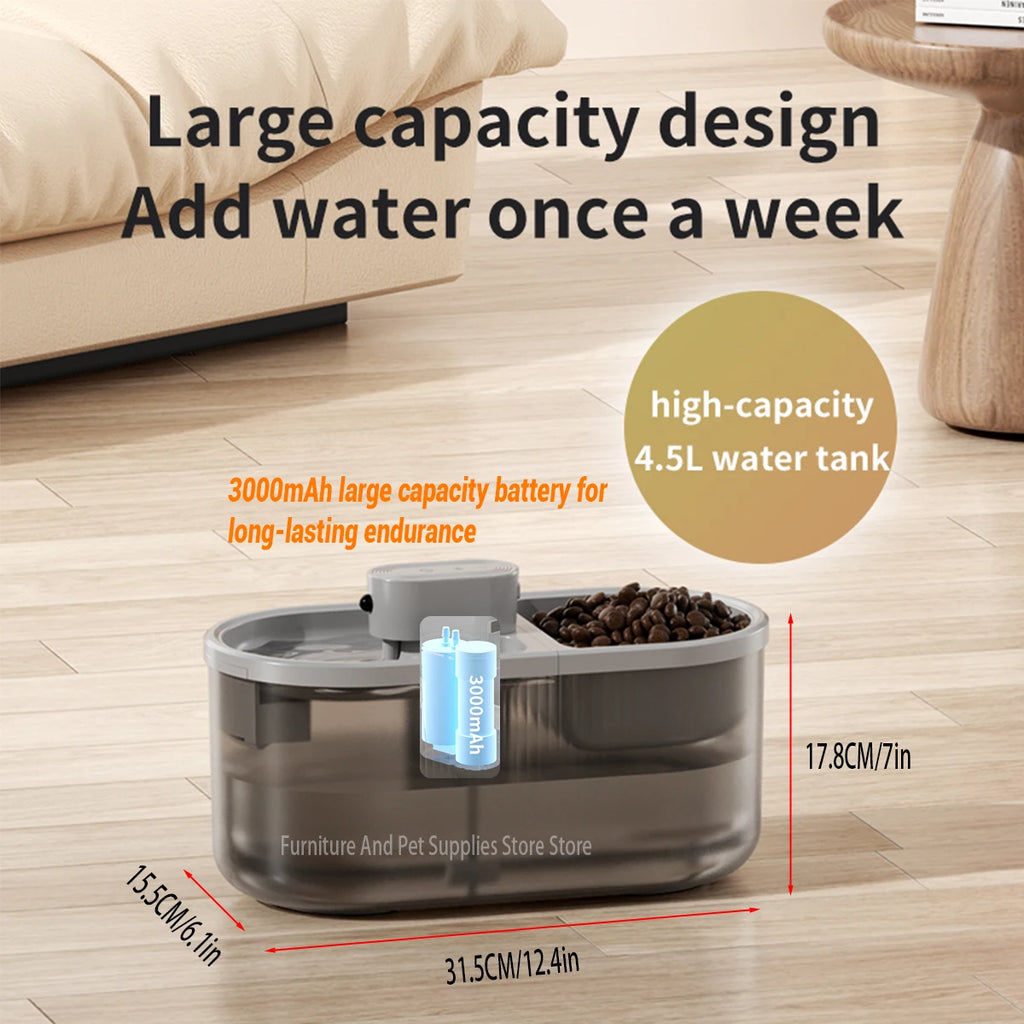 Pet Cat Automatic Induction Feeder Water Dispenser Large Capacity Water Dispenser Dry Wet Separation Food Container Pet Supplies