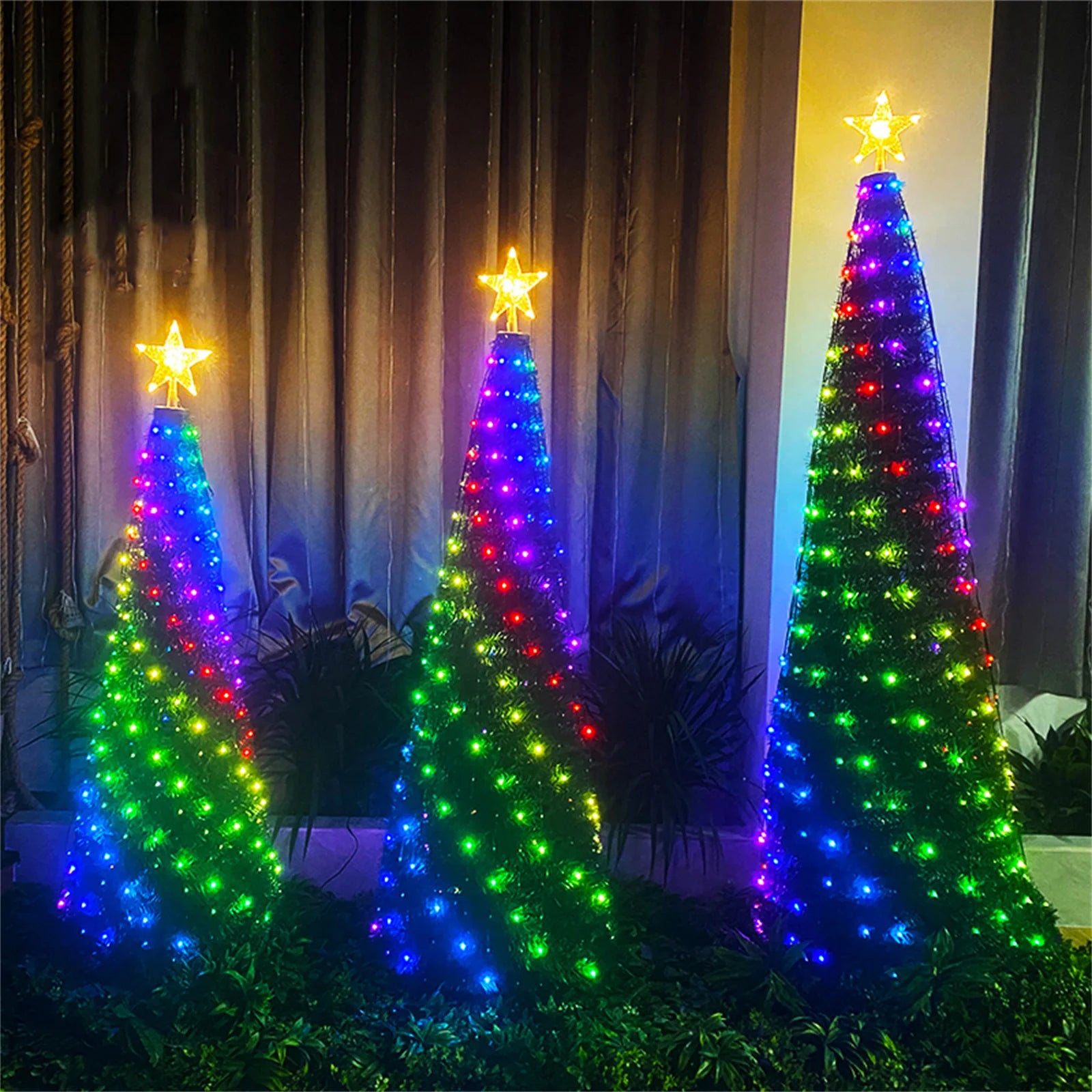 1.8/2.1m Smart APP Christmas Tree Star Lights RGB LED Fairy String Light DIY Picture Xmas Decoration Lighting for Home Holiday