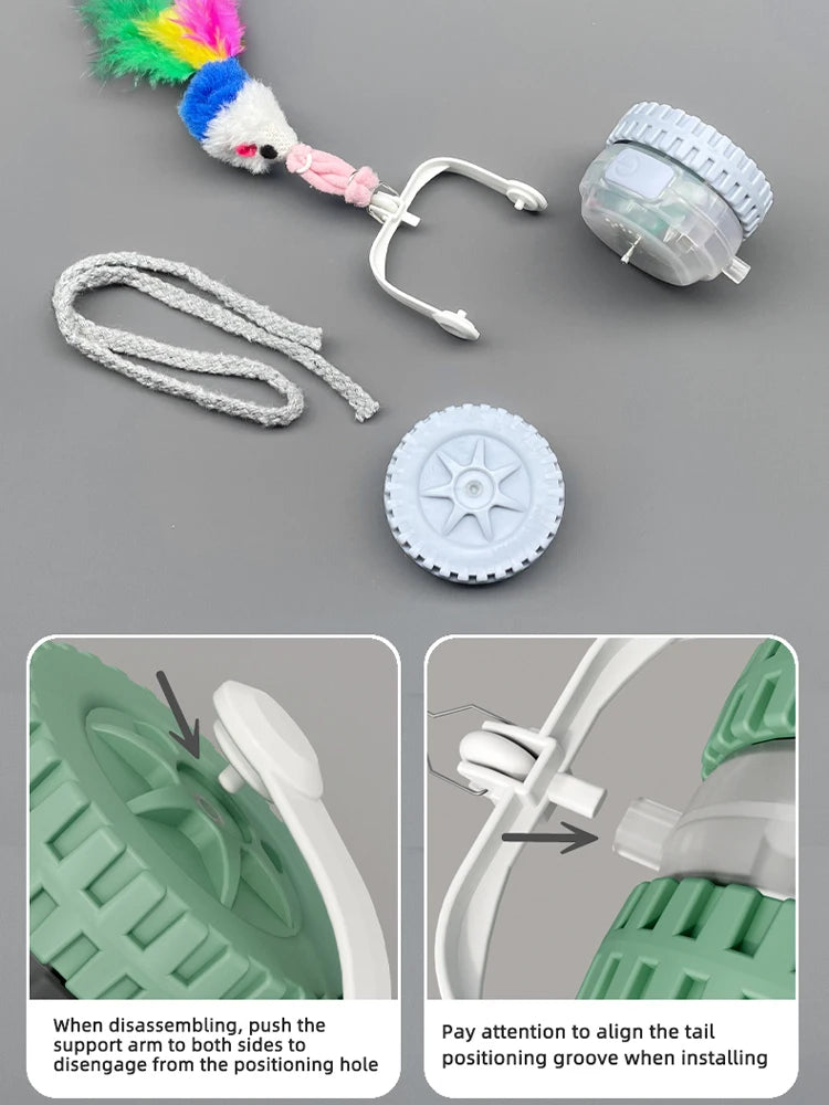 Cat Interactive Ball Toy, Automatic Rolling Ball with Tail, Rechargeable Smart Pet Interactive Toy, Intelligent Mouse for Cat