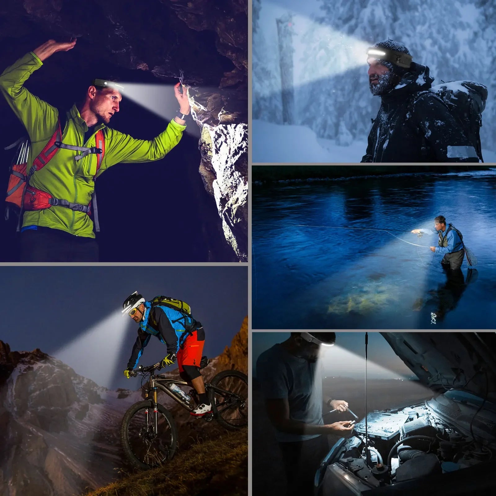 USB Rechargeable LED Sensor Headlamp COB Headlight Head Torch Work Light Waterproof Headlamp for Fishing Camping Lantern