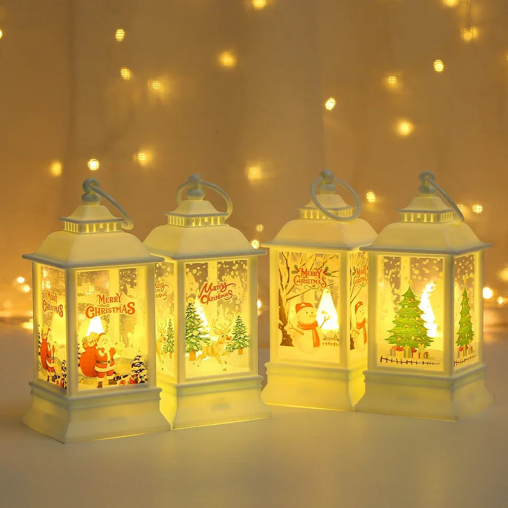 LED Night Lights Vintage Portable Oil Lamp Battery Powered Home Hanging Lanterns Child New Year Gift Christmas Party Decoration