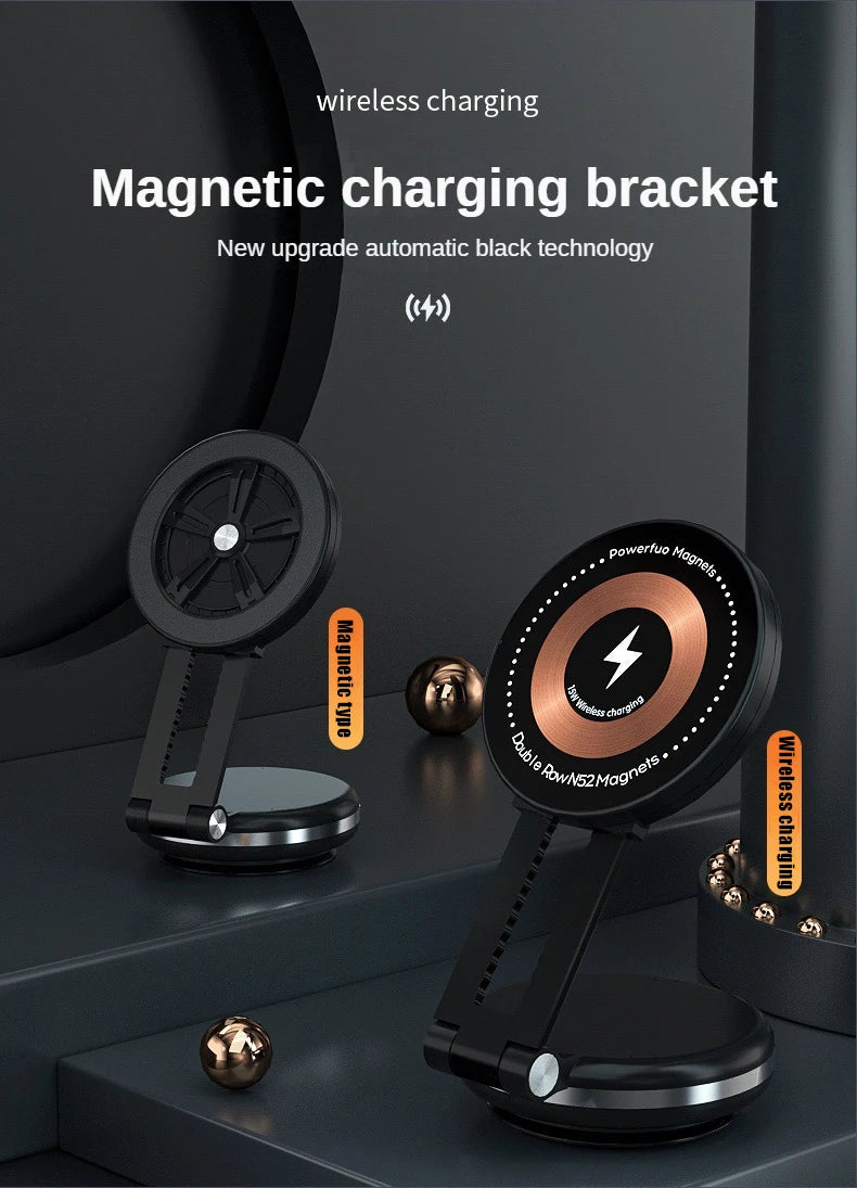 Magnetic Car Mount Strong Magnet 15W Wireless Charging Phone Holder Fast Car Charger for iPhone 12 13 14 15 Smartphone Stand