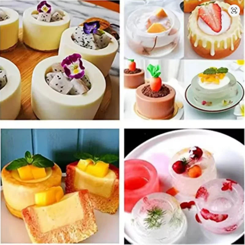 6 Holes Concave Convex Round Cup Muffin Cake Cup Mold Baking Mold Aromatherapy Candle Ice Cream Sandwich Cake Mold Mousse Soap