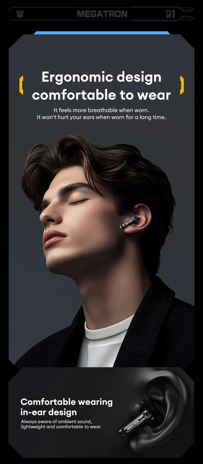 TRANSFORMERS TF-T36 Wireless Earphones Noise Reduction HD Call  Bluetooth Headphone Dual Mode HiFi Surround Sound Headset Choice