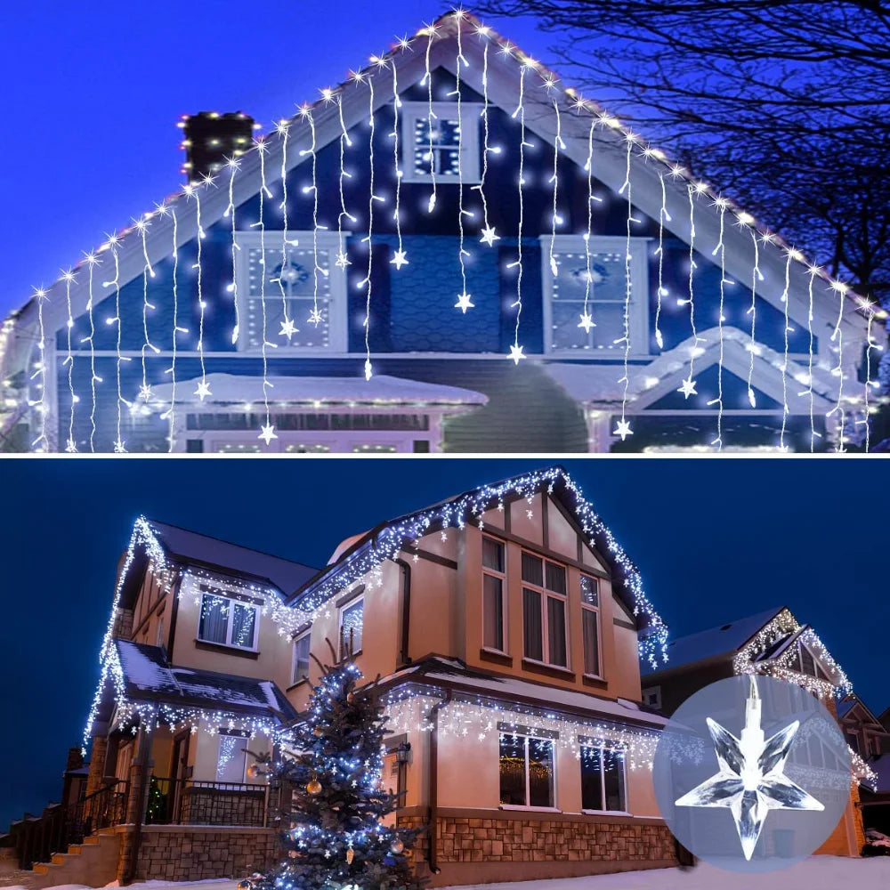 Christmas Decoration Lights Outdoor 20m 864 LED Street Garlands Icicle Lights Outdoor Waterproof Curtain Fairy String Light