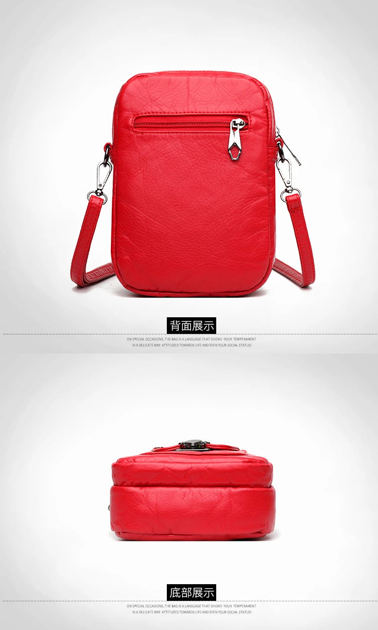 Mobile Phone Bag for Women 2024 New Fashion Soft Leather Diagonal Straddle Small Bag Multi layered Mini Zero Wallet Versatile Li