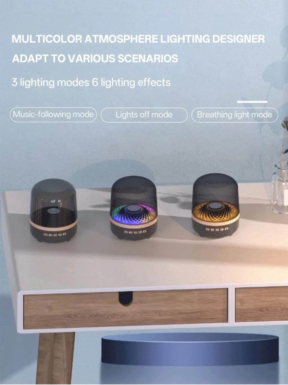 Glaze 5 Subwoofer Bluetooth 5.3 Audio Breathing Lamp Speakers Hi-Fi Acoustic Wireless Soundbar Portable Speaker for Home Theater