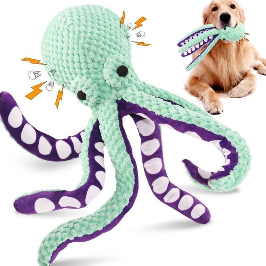 Dog pet plush octopus toy with interactive sound
