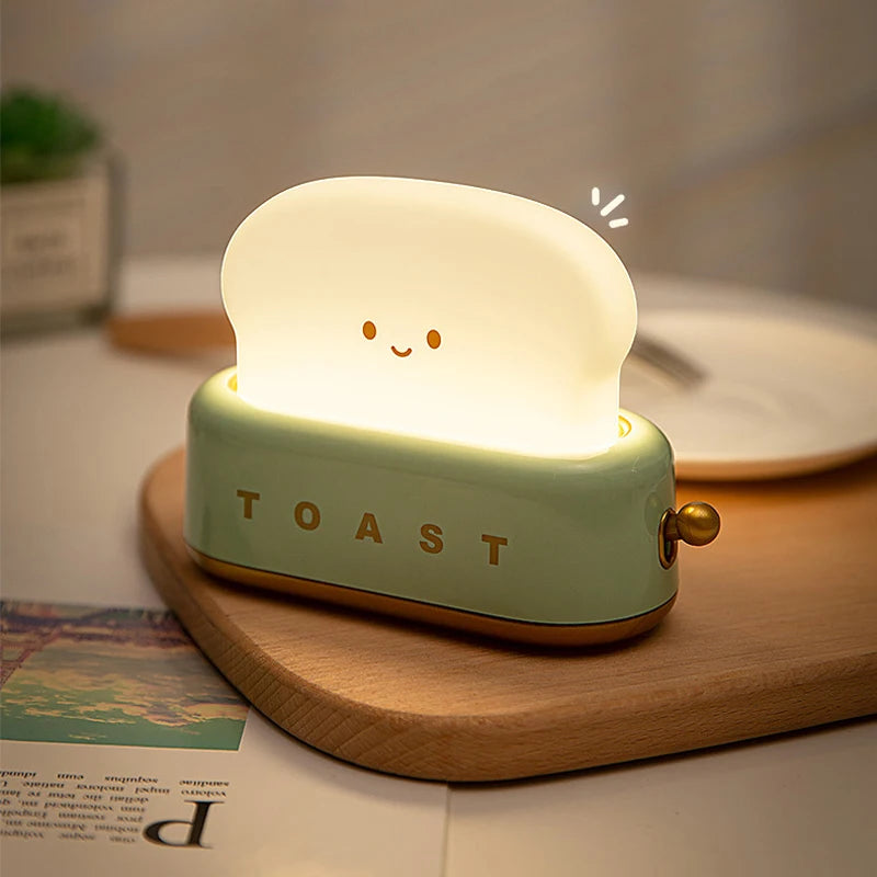 Bread Toast Table Light Toaster Nightlight Creative USB Rechargeable Led Lamp Decor Holiday Baby Bedroom For Birthday Gift