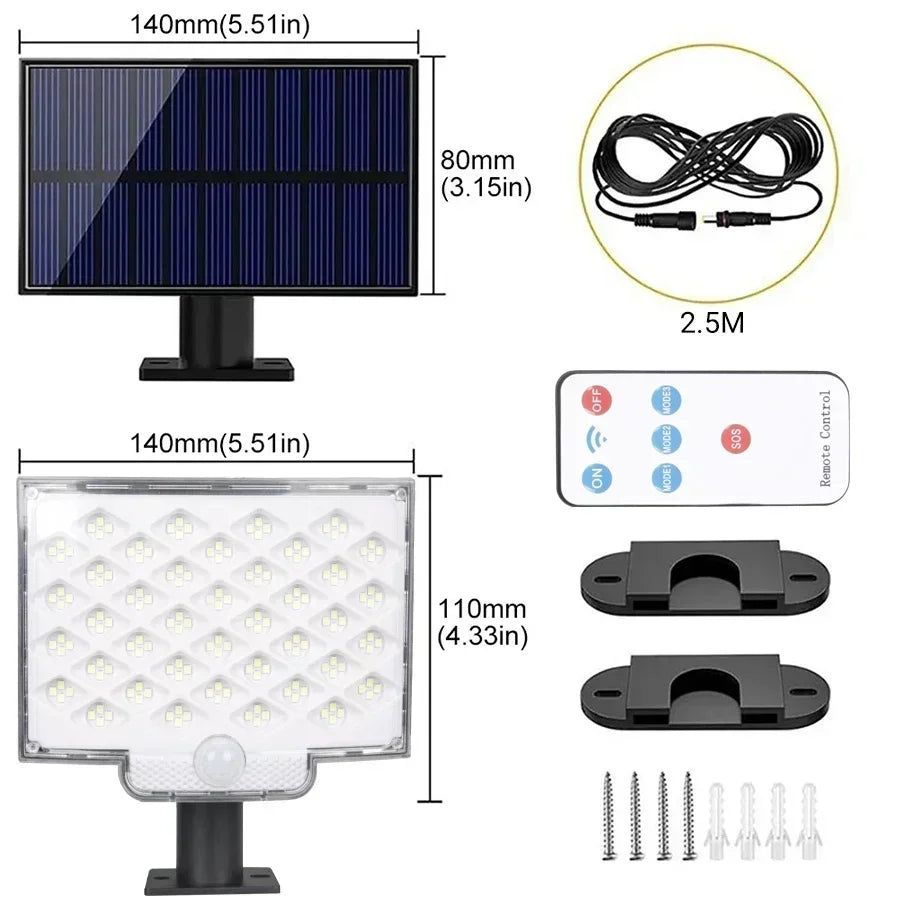 1-2pcs Super Bright 234LED Solar Light, IR Sensor Street Light, Decorative Wall Light, Multiple Switch Modes with Remote Control