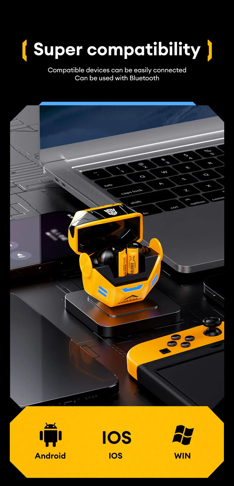 TRANSFORMERS TF-T36 Wireless Earphones Noise Reduction HD Call  Bluetooth Headphone Dual Mode HiFi Surround Sound Headset Choice
