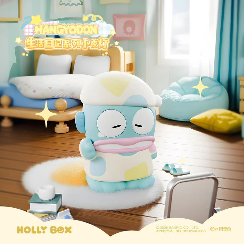 Genuine Sanrio Hangyodon Life Diary Series Light Night Blind Box Toys Anime Hangyodon Ugly Fish Girls Room Night Lamp Decor Gift