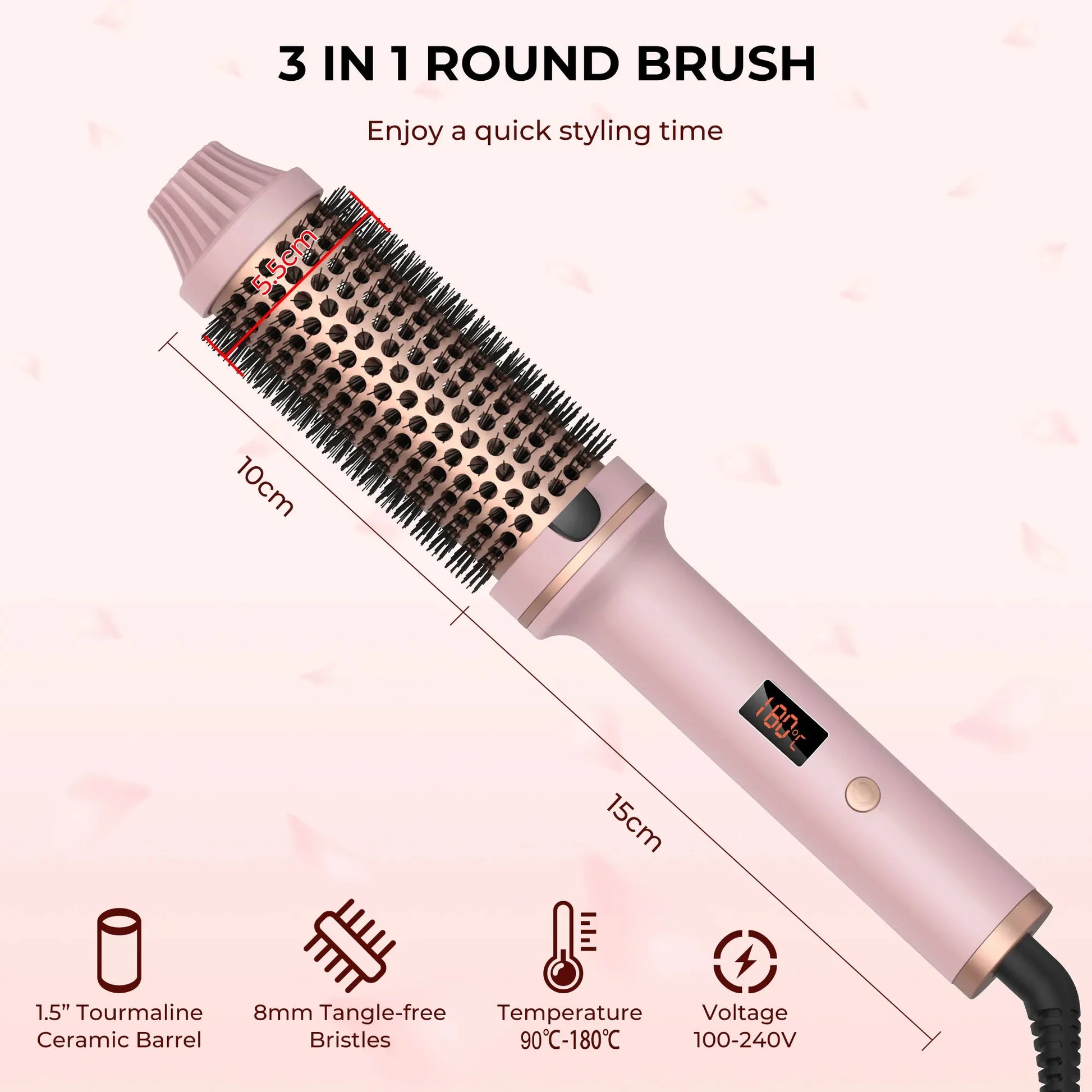 Valentine Gift Hair Curler Straightener Electric Hair Brushes Hot Comb Professional Curling Iron Heated Anti-Scald Thermal Brush