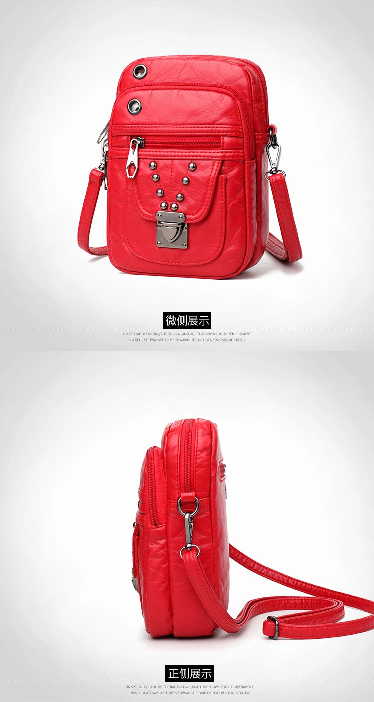 Mobile Phone Bag for Women 2024 New Fashion Soft Leather Diagonal Straddle Small Bag Multi layered Mini Zero Wallet Versatile Li