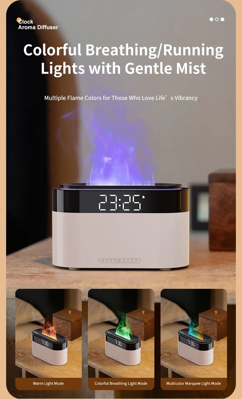 New Air Humidifier Home Colorful Lamp USB Charge Remote Control Essential Oil Spray Aroma Diffuser with Alarm Clock Humidifiers