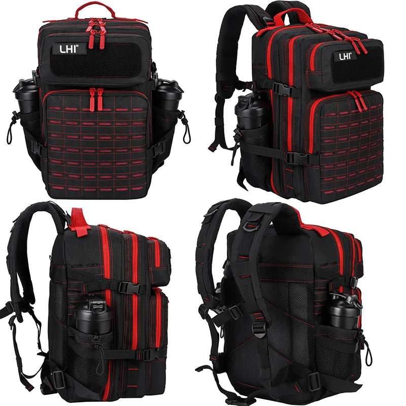 LHI 25L/35L/45L Gym Backapck Tactical Athlete Sports Fitness Bag Exercise Workout Weekend Travel Daypack with Bottle Holder