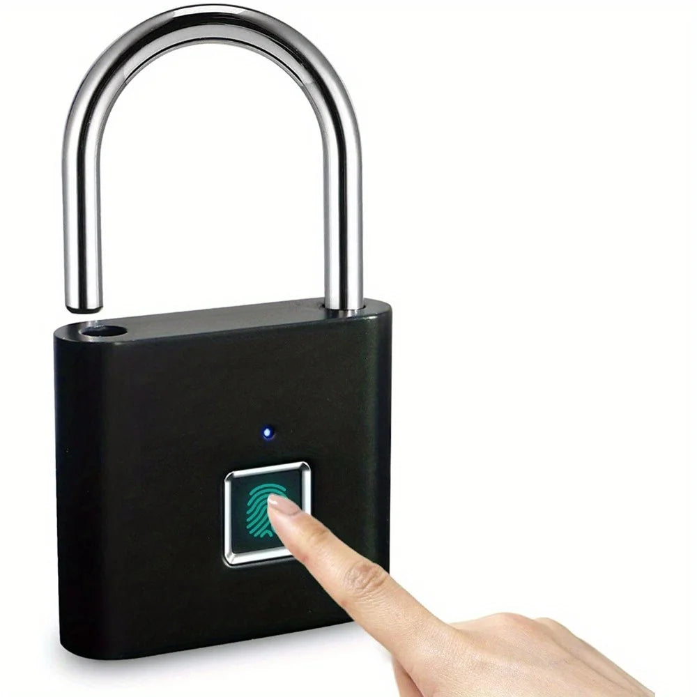 Portable Waterproof Small Fingerprint Padlock with USB Charging for Locker, Luggage, Gym, Suitcase